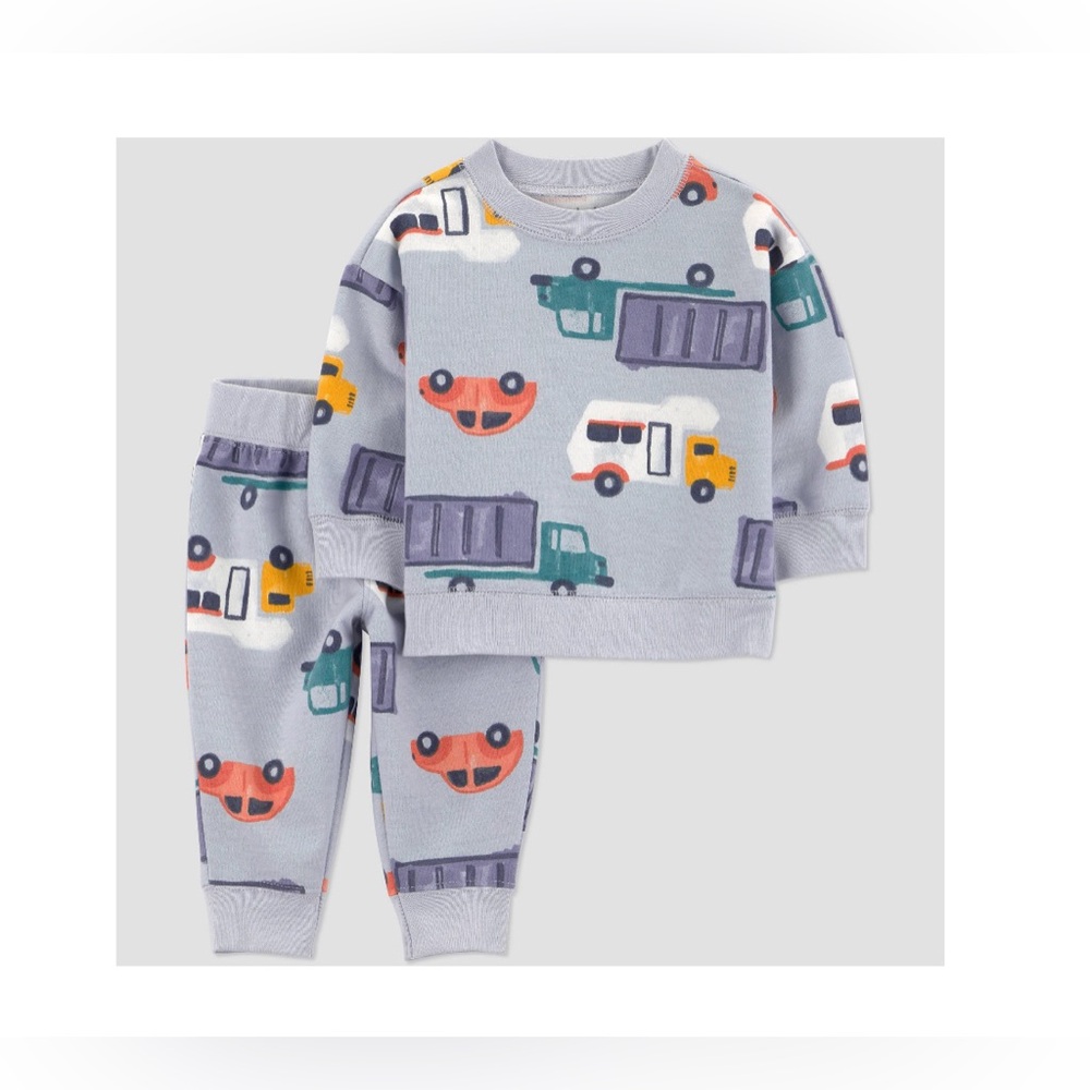 NWOT* Carter’s Just One You Boys 3M 2-Piece Trucks Sweatshirt & Jogger Pants Set